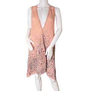 Vocal USA Cardigan Small Sleeveless Duster Cardigan Leopard Gradient Knit Vest